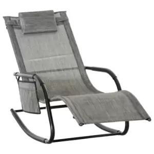 Image of Outsunny Breathable Mesh Rocking Chair Patio Rocker Lounge for Indoor & Outdoor Recliner Seat w/ Removable Headrest for Garden and Patio Dark Grey