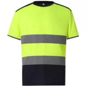 Image of Yoko Mens Two Tone Hi-Vis T-Shirt (4XL) (Yellow/Navy)