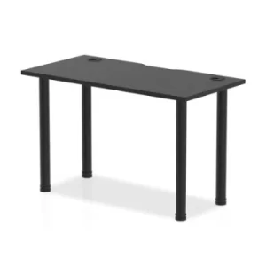 Image of Impulse Black Series 1200 x 600mm Straight Table Black Top with Cable Ports Black Leg