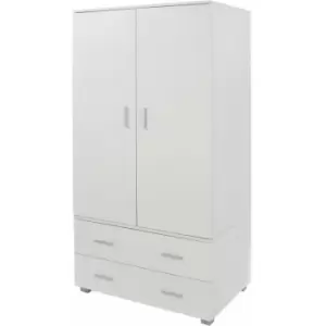 Image of Losoy White 2 Door, 2 Drawer Low Wardrobe