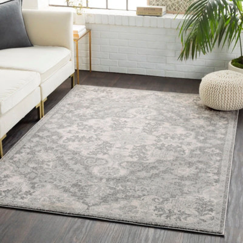 Image of Livabliss Vintage Oriental Boho Charcoal Lou Area Rug 160 X 220 Cm - Easy Care, Non Shedding, Ideal For Living Room & Bedroom