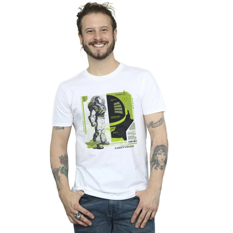 Image of Disney Men Lightyear Buzz Tech Panel T-Shirt in White Size: Small White S Male 5059934401822