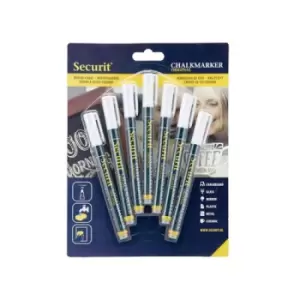 Image of Securit Liquid Chalk Marker 1-2mm Nib White (Pack of 7) BL-SMA100-V7-WT