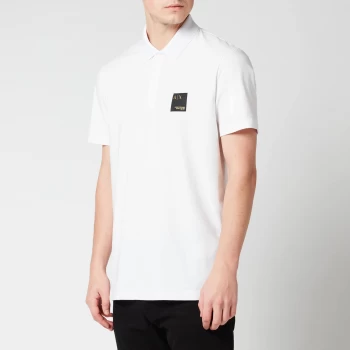 Image of Armani Exchange Gold Patch Logo Polo Shirt White Size L Men