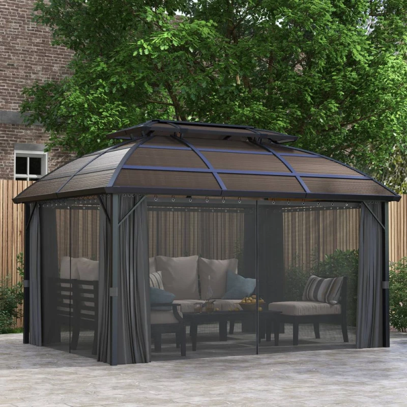 Image of Outsunny Outsunny - 4 x 3(m) Polycarbonate Gazebo for Lawn, Yard, Patio, Deck Brown - Brown 5056725520267