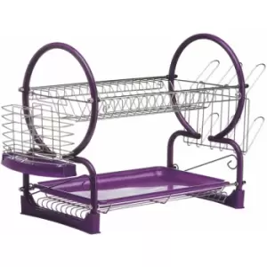 Image of Premier Housewares - Purple Enamel Frame 2 Tier Dish Drainer