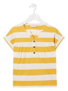 Image of Fat Face Girls Stripe Popover Top - Yellow