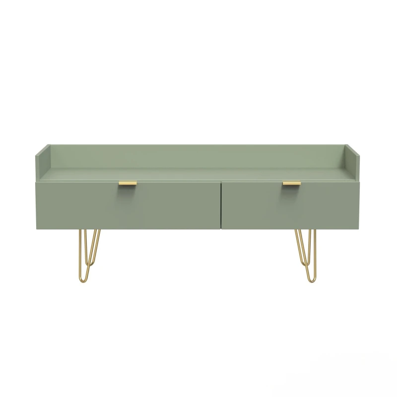 Image of Fuji 2 Drawer TV Unit In Reed Green (Ready Assembled)