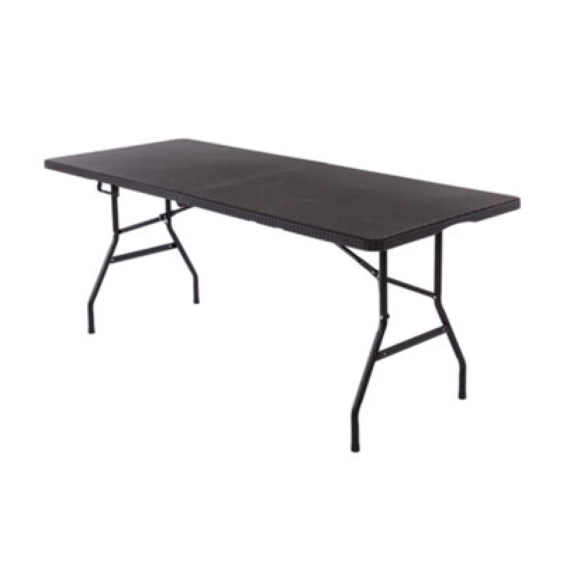 Image of Oypla 6ft Folding Outdoor Rattan Trestle Table Black unisex