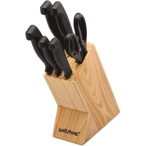 Image of Wiltshre 7 Piece Laser Edge Stainless Steel Kitchen Knife Block Set No Sharpening Required