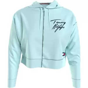 Image of Tommy Bodywear Cropped Zip Hoodie - Blue