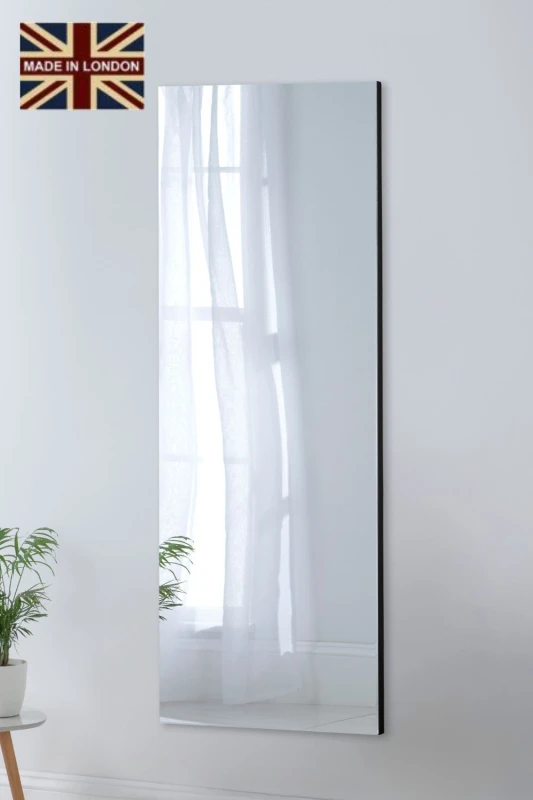 Image of Yearn Mirrors Yearn Mirrors Tall Contemporary Rectangular Wall Mirror in Black One Size Unisex 0716053066152