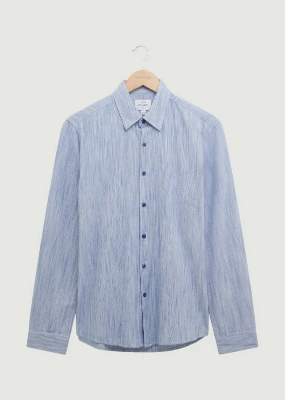Image of Peter Werth Mens Mallett LS Shirt in Blue Size: Medium Blue Male M