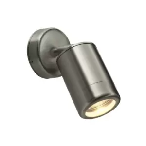 Image of Saxby Lighting Odyssey - Outdoor Spot Wall Lamp IP65 7W Brushed Stainless Steel & Clear Glass - GU10
