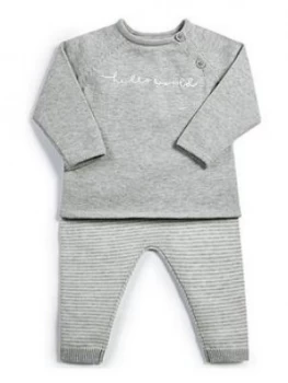 Image of Mamas & Papas Grey Hello World Knit Set 2 Piece Baby Boys