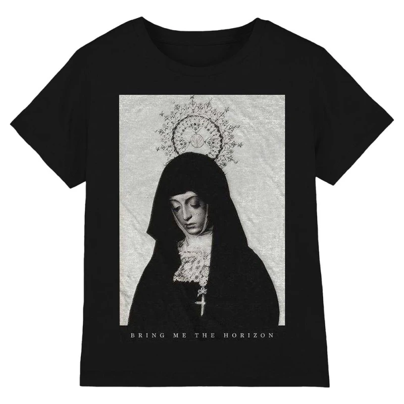 Image of Bring Me The Horizon Mens Nun Cotton T-Shirt in Black Size: XL Black Male XL