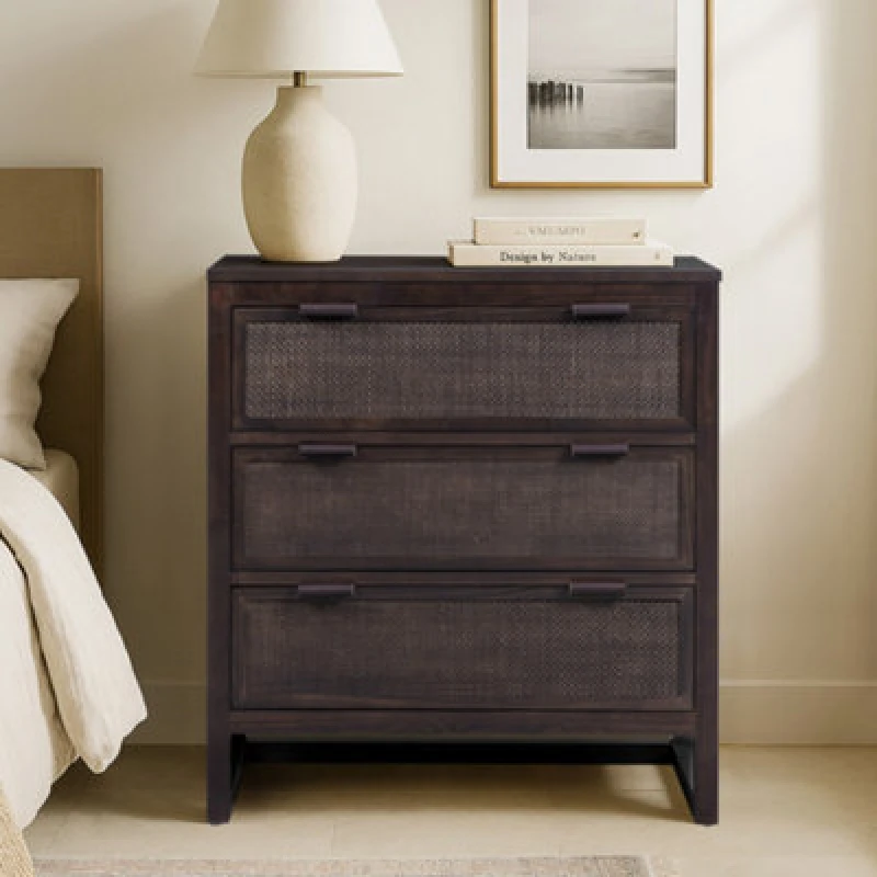 Image of Teamson Home Hatteras Chest Of Drawers 3 Drawer Bedroom Dresser, Espresso