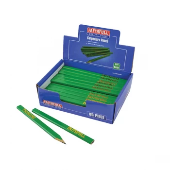 Image of Faithfull FAICPDISPG80 Carpenter's Pencils - Green / Hard (Display 80)