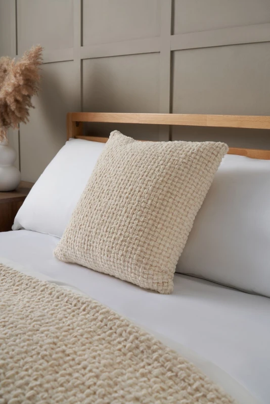 Image of BHS Cross Weave Cushion in Cream Size: Small Cream Unisex Small