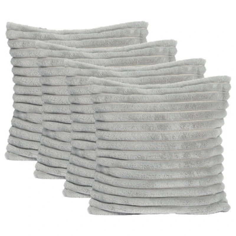Image of OHS OHS 2 x Faux Fur Thick Rib Filled Cushion Covers in Light Grey Size: 45cm x 45cm Light Grey 45cm x 45cm Unisex 5027434212408