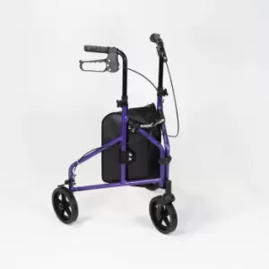 Image of NRS Healthcare 3 Wheel Aluminium Rollator - Purple