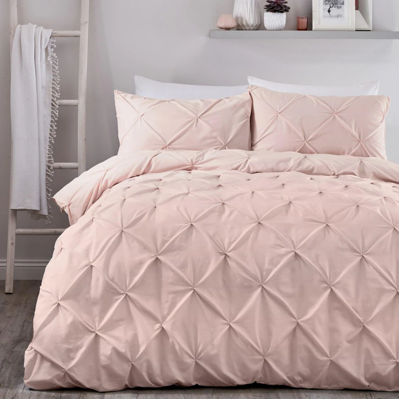 Image of Serene Lara Duvet Cover and Pillowcase Set Blush Pink Beige