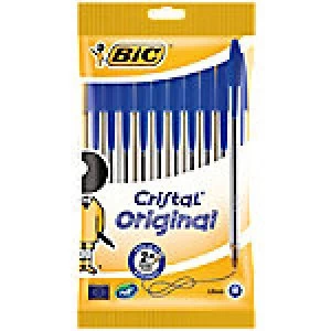 Image of BIC Cristal Original Ballpoint Pen Medium 0.4mm Blue Pack of 10