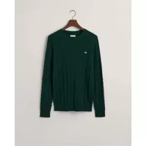 Image of Gant Cotton Cable C-Neck Tartan Green S - Green