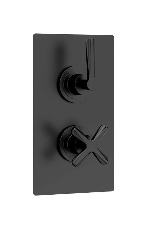 Image of Balterley Twin Concealed Thermostatic Shower Valve 1 Outlets Matt Black Unisex