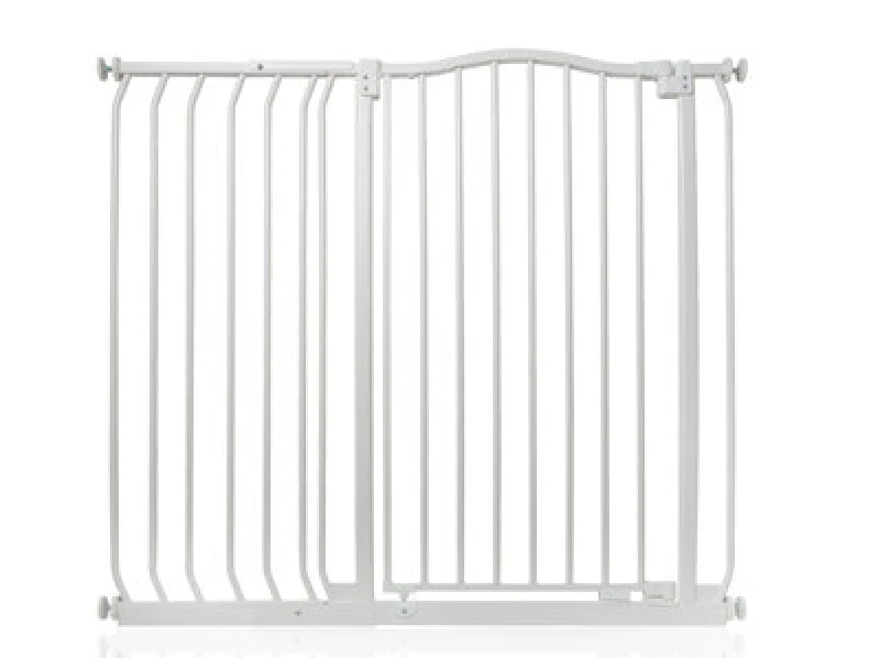 Image of Safetots Extra Tall Curved Top Safety Gate, 107Cm - 116Cm, Matt White, Extra Tall 100Cm In Height, Pressure Fit Stair Gate