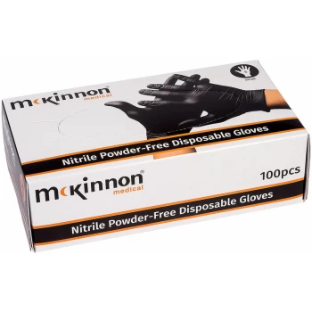 Image of Medical Black Nitrile Powder-Free Examination Gloves Box 100 - Small - Mckinnon