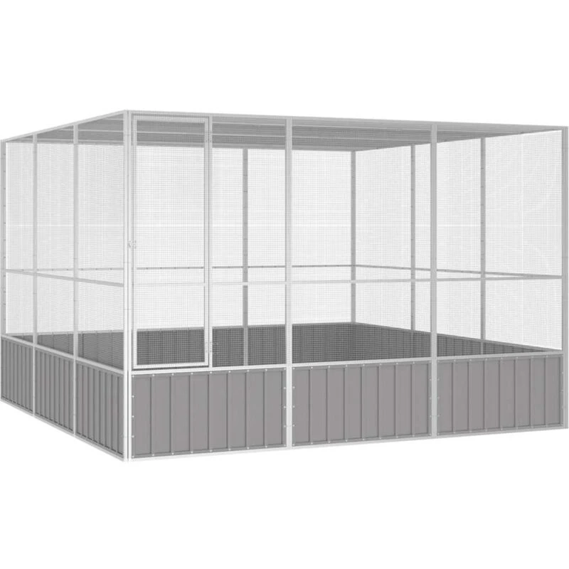 Image of vidaXL Bird Cage Grey 302.5x324.5x211.5cm Galvanised Steel, Grey 171553