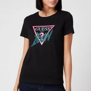 Image of Guess Womens Crew Neck Icon T-Shirt - Jet Black - S