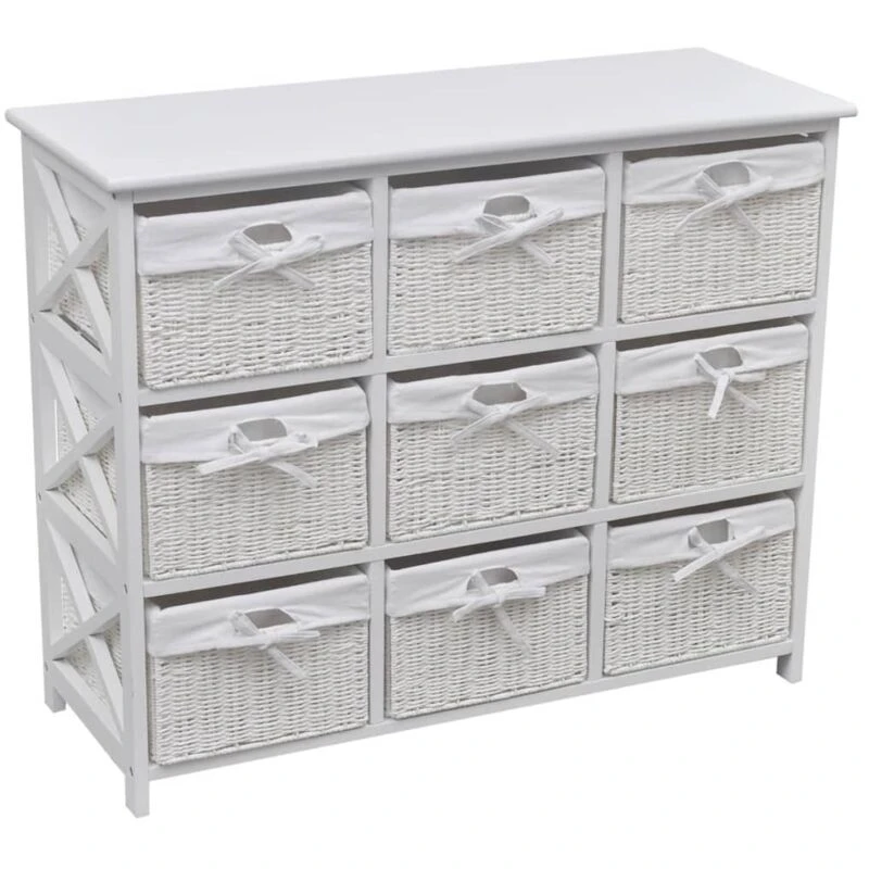 Image of vidaXL Storage Cabinet Akron White Bedside Unit Table 9 Drawers Home Bedroom