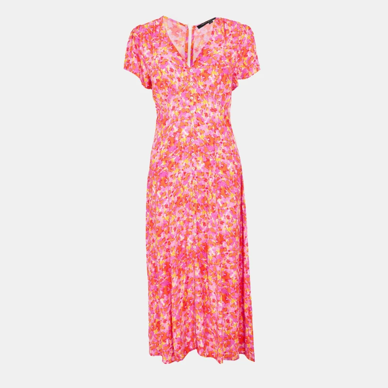 Image of French Connection Womens Delph Tea Dress 90-Persimmon female 10 (S)