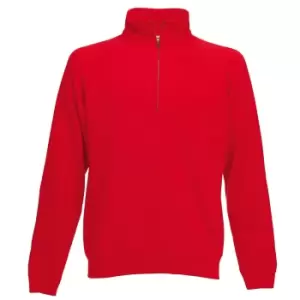 Image of Fruit Of The Loom Mens Zip Neck Sweatshirt Top (S) (Red)