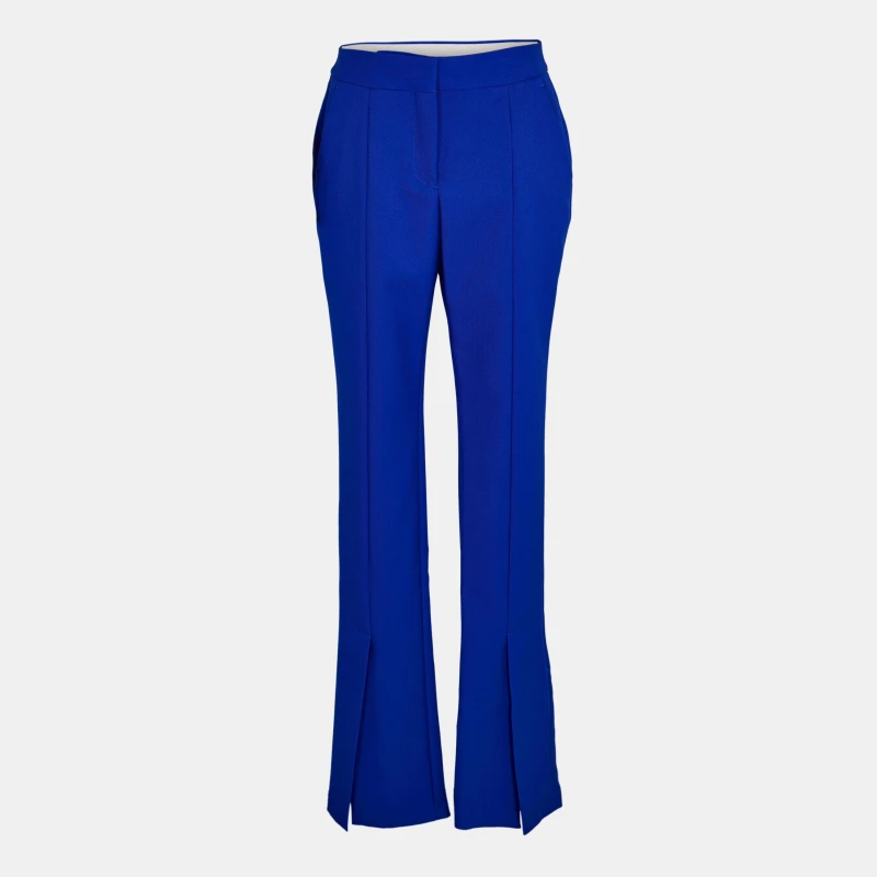 Image of Off White Womens High Waisted Slim Fit Split Hem Trousers Blue female 4 (3XS)
