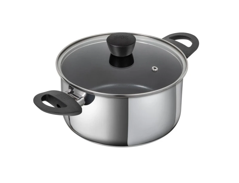 Image of Kuhn Rikon Classic Stainless Steel Non-Stick Induction Safe Casserole Pot, 24cm/5.3L in Silver Silver Unisex