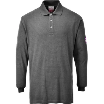 Image of FR10GRRM - sz M Flame Resistant Anti-Static Long Sleeve Polo Shirt - Grey - Portwest