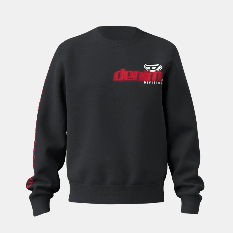 Image of Diesel Mens Gin Flpa Crew Sweatshirt Caviar male M