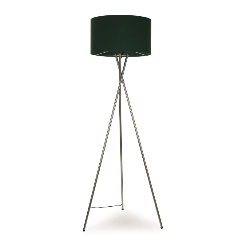 Image of ValueLights ValueLights Camden Polished Chrome Tripod Floor Lamp with Forest Green Drum Shade in Bottle Green Bottle Green One Size Unisex 50594060352