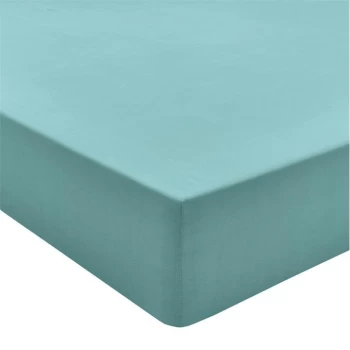 Image of Joules Joules Plain Dye 180TC Fitted Sheet - Cotswold Blue