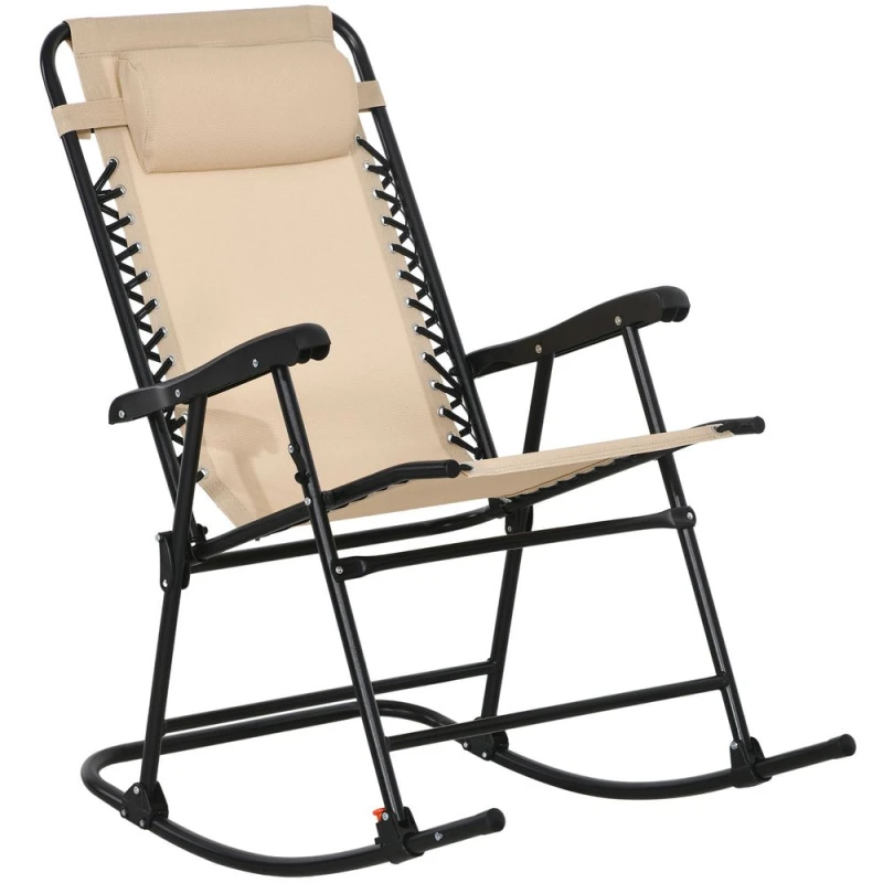 Image of Outsunny Outsunny Folding Rocking Chair Outdoor Portable Zero Gravity Chair Beige 84A-099V01BG