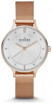 Image of Skagen Ladies Anita Rose Gold Tone Mesh Strap Watch