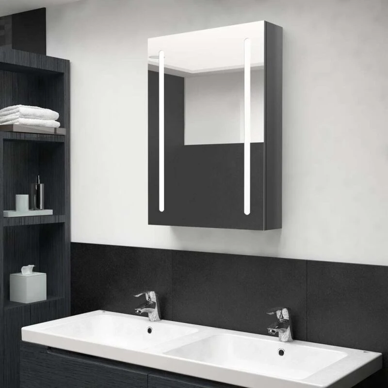 Image of VIDAXL LED Bathroom Mirror Cabinet Shining Grey 50x13x70cm Vidaxl 8720286332610