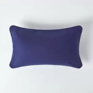 Image of Cotton Plain Navy Blue Rectangular Cushion Cover, 30 x 50cm - Blue - Homescapes