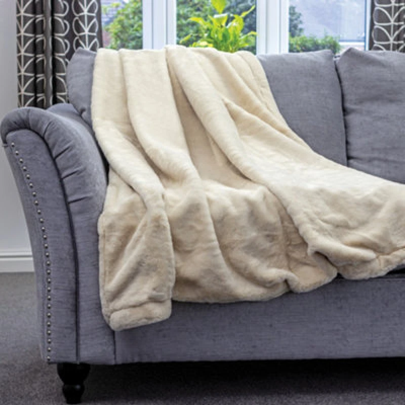 Image of Dreamcatcher Faux Fur Throw Overblanket 160 X 130Cm - Natural Cream DFBN