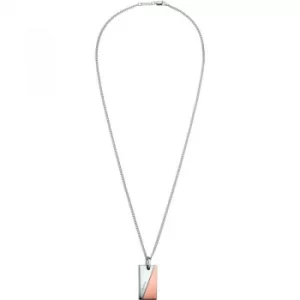 Image of Ladies Calvin Klein Two-Tone Steel and Rose Plate Hook Necklace