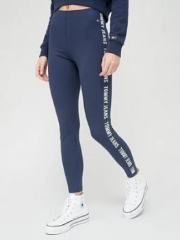 Image of Tommy Jeans Skinny Fit Taped Legging - Navy, Size S, Women