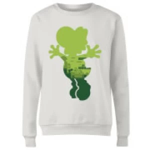 Image of Nintendo Super Mario Yoshi Silhouette Womens Sweatshirt - White - M